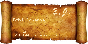 Bohl Johanna névjegykártya